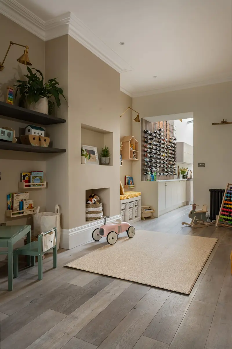 Long view through the ground floor towards the kitchen