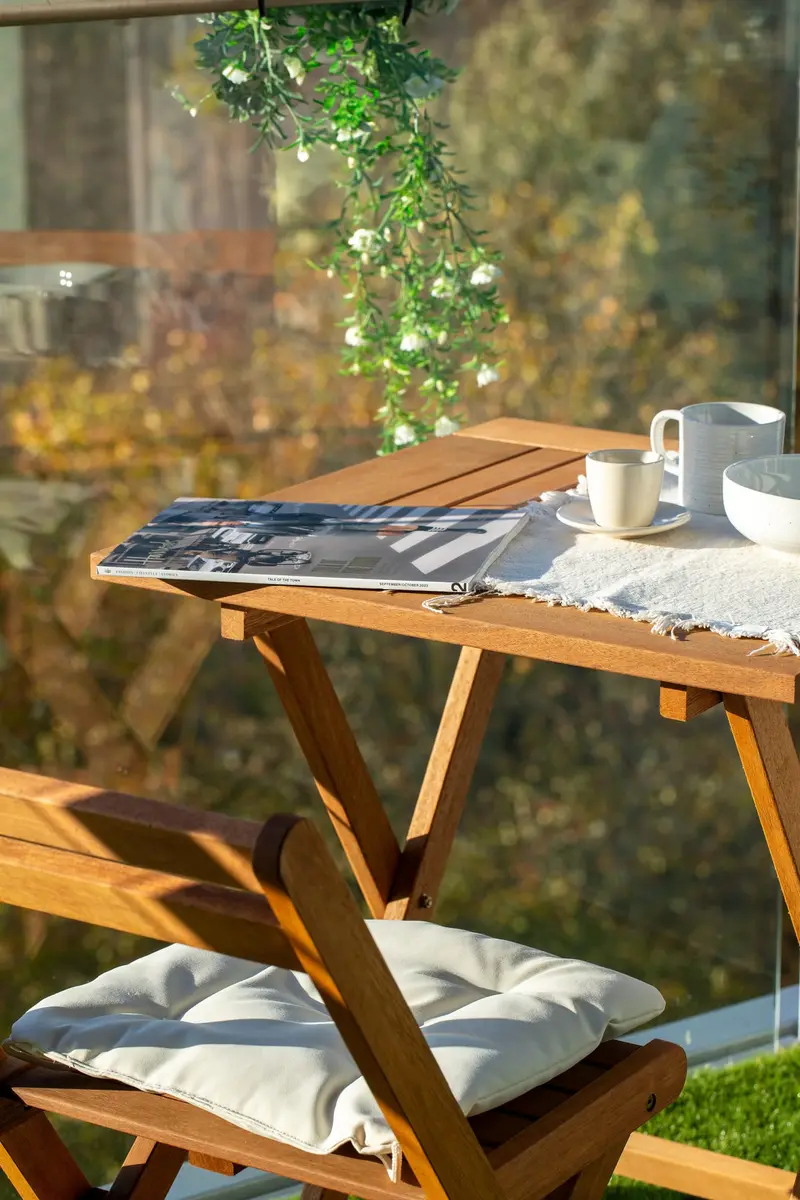 Terrace bistro table catching the evening sun