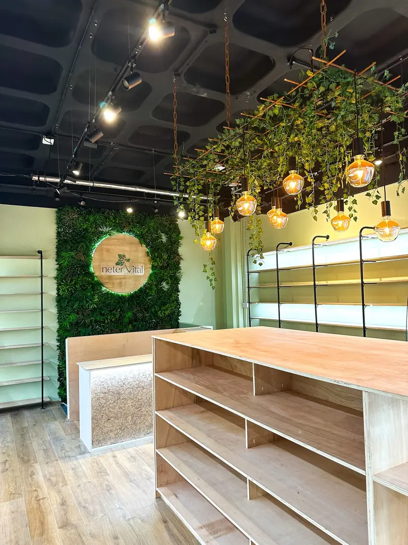 Till area and central display unit in the Brixton wellness shop