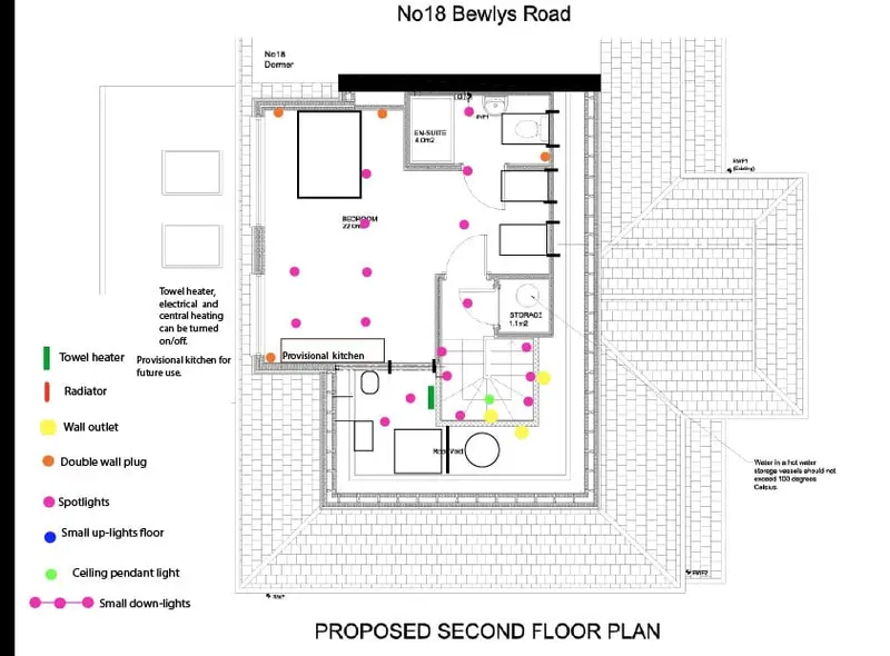 Proposed second floor lighting plan