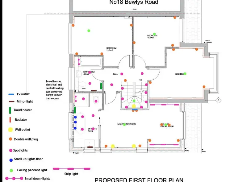 Proposed first floor lighting plan