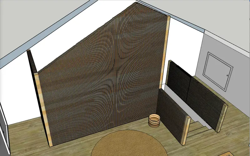 3D design of the slatted banister