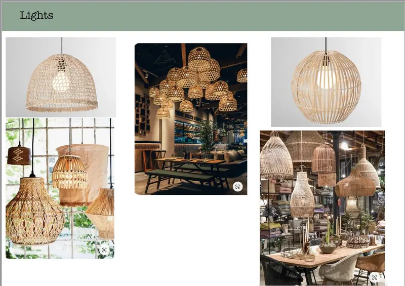 Lighting board of rattan pendants