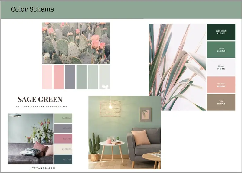 Sage green colour scheme board
